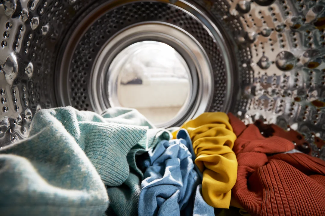 dirty clothes in washing machine